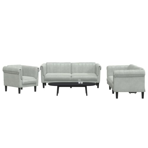 3-dijelni set sofa svjetlosivi baršunasti