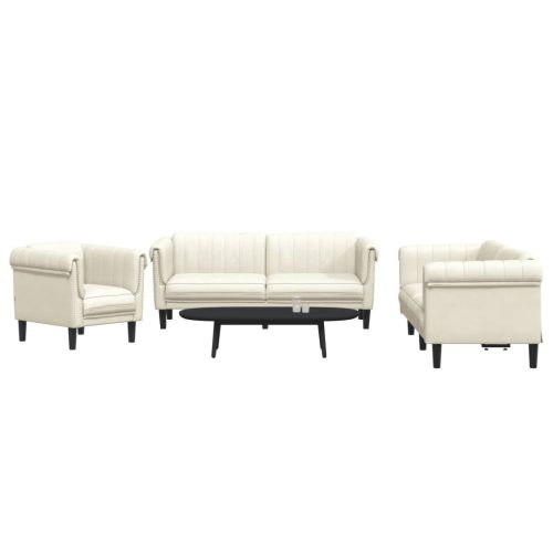 3-dijelni set sofa krem baršunasti