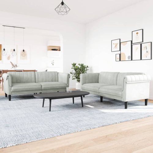 2-dijelni set sofa svjetlosivi baršunasti