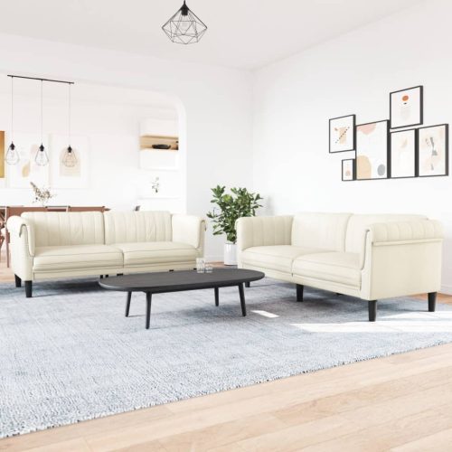 2-dijelni set sofa krem baršunasti