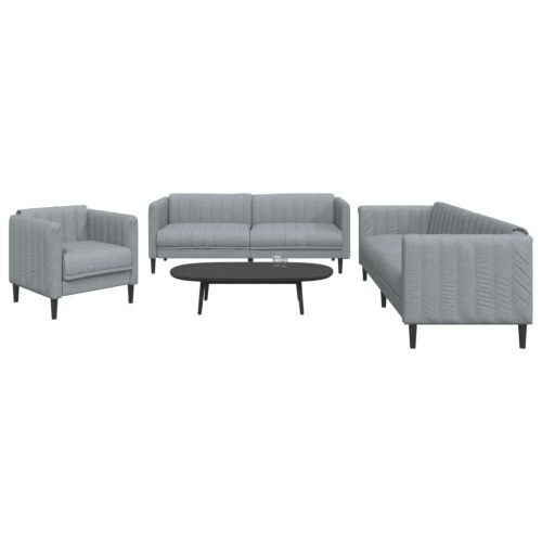 3-dijelni set sofa svjetlosivi od tkanine