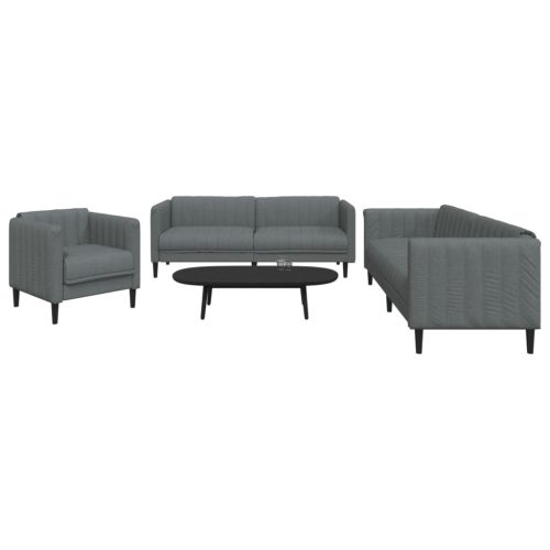 3-dijelni set sofa tamnosivi od tkanine