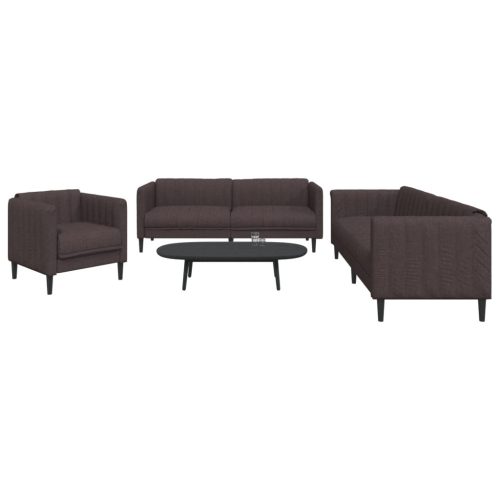 3-dijelni set sofa tamnosmeđi od tkanine