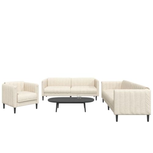 3-dijelni set sofa krem od mikrovlakana