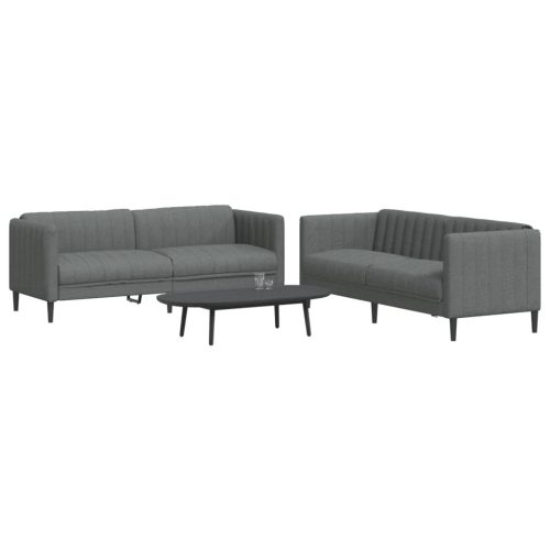 2-dijelni set sofa tamnosivi od tkanine