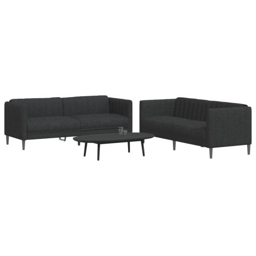 2-dijelni set sofa crni od tkanine