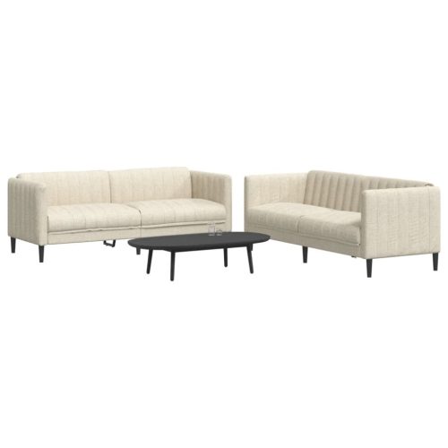 2-dijelni set sofa krem od tkanine