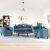 3-dijelni set sofa s jastucima plavi baršunasti