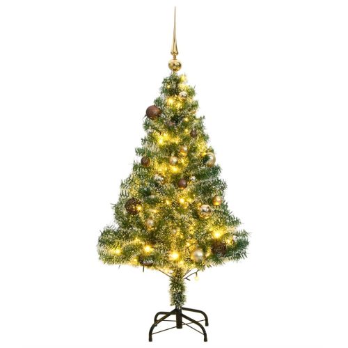 Umjetno božićno drvce 150 LED s kuglicama i snijegom 120 cm