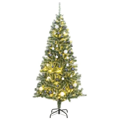 Umjetno božićno drvce 300 LED s kuglicama i snijegom 210 cm
