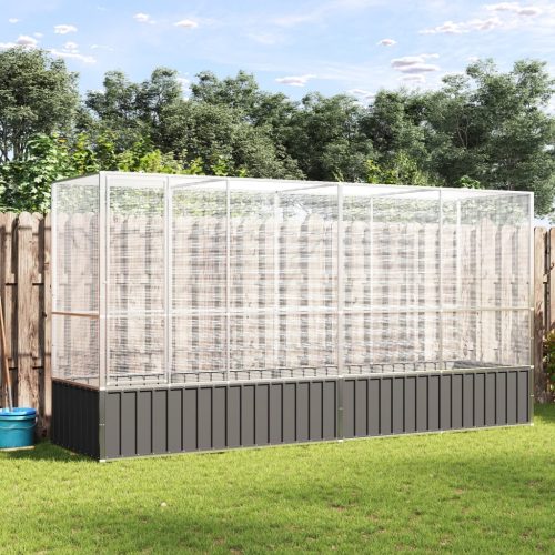 Kavez za ptice s produžetkom srebrni 418,5x107x212 cm čelični