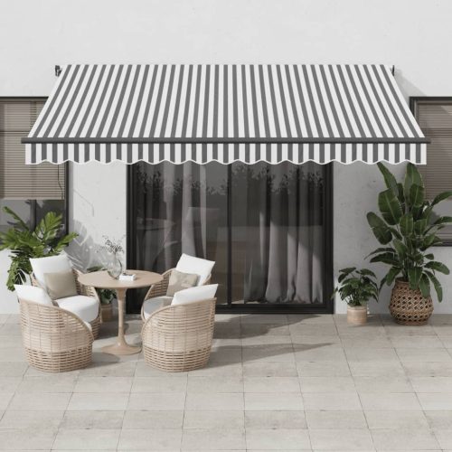 Tenda na ručno uvlačenje s LED antracit i bijela 400x350 cm