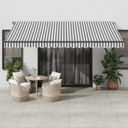 Tenda na ručno uvlačenje antracit i bijela 450 x 350 cm