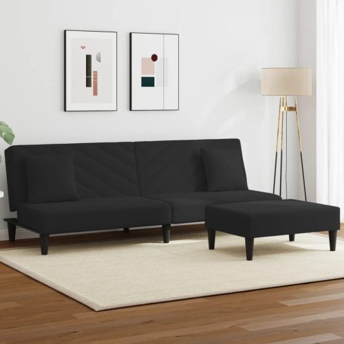 2-dijelni set sofa s jastucima crni baršunasti