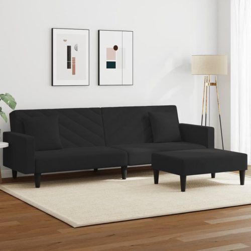 2-dijelni set sofa s jastucima crni baršunasti