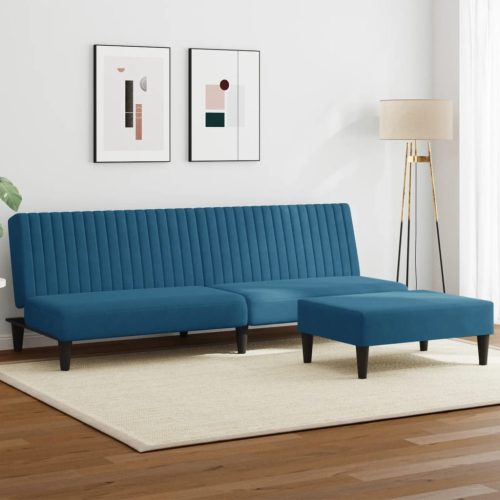 2-dijelni set sofa plavi baršunasti