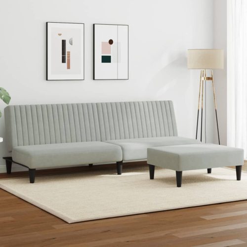 2-dijelni set sofa svjetlosivi baršunasti