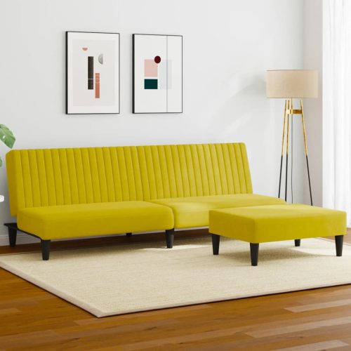 2-dijelni set sofa žuti baršunasti