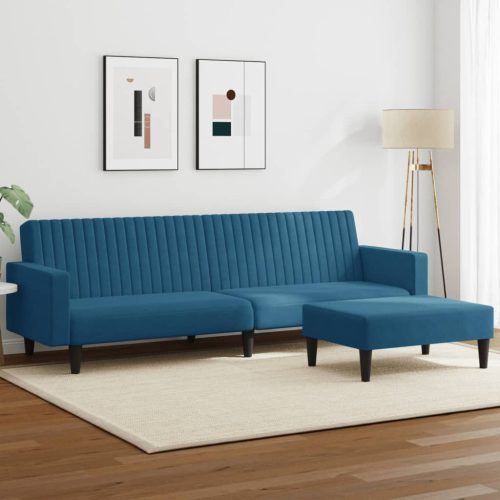 2-dijelni set sofa plavi baršunasti