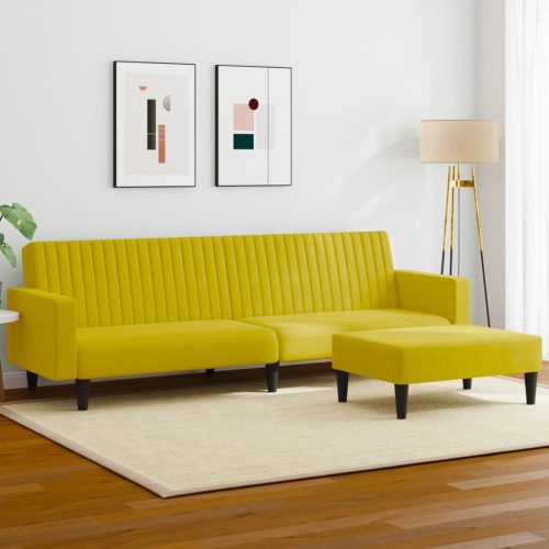 2-dijelni set sofa žuti baršunasti