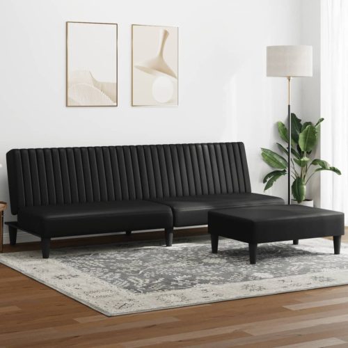 2-dijelni set sofa crni od umjetne kože