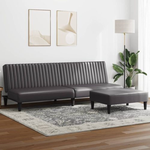 2-dijelni set sofa sivi od umjetne kože