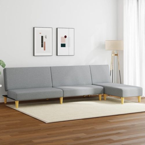 2-dijelni set sofa svjetlosivi od tkanine