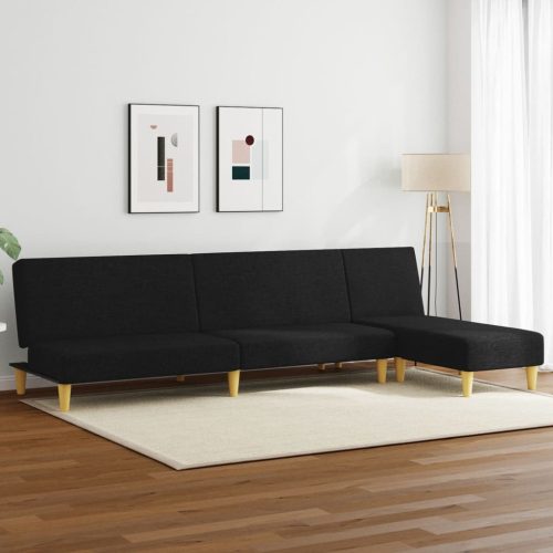 2-dijelni set sofa crni od tkanine