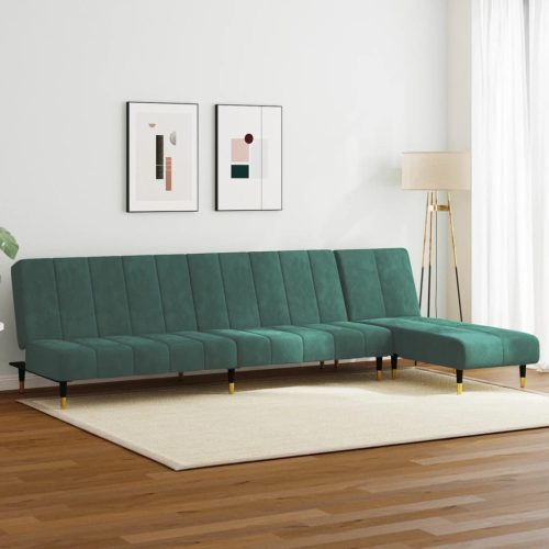 2-dijelni set sofa tamnozeleni baršunasti