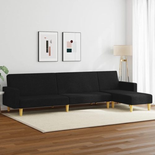 2-dijelni set sofa crni od tkanine