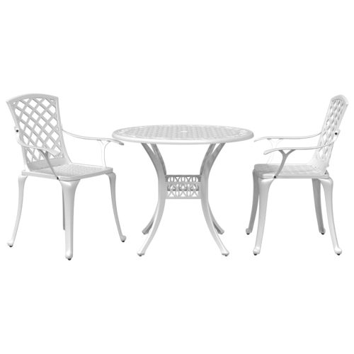 3-dijelni bistro set bijeli od lijevanog aluminija