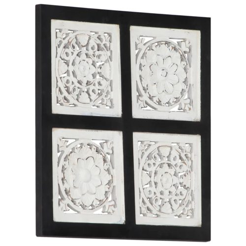 Ručno rezbareni zidni panel MDF 40 x 40 x 1,5 cm crno-bijeli