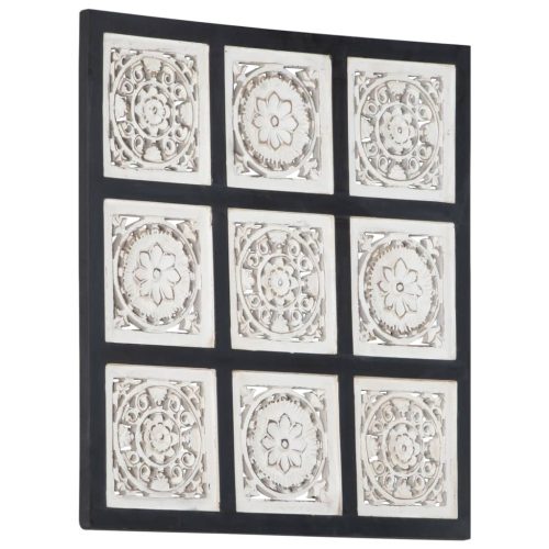 Ručno rezbareni zidni panel MDF 60 x 60 x 1,5 cm crno-bijeli