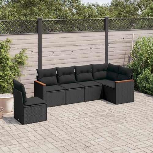 6-dijelni set vrtnih sofa s jastucima crni od poliratana