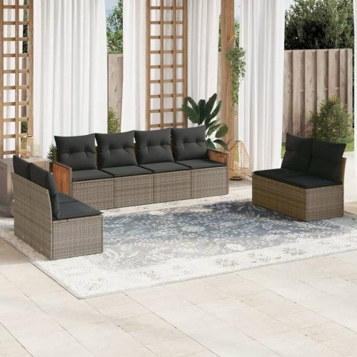 8-dijelni set vrtnih sofa od poliratana s jastucima sivi