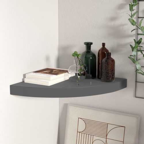 323913  Floating Corner Shelf High Gloss Grey 35x35x3,8 cm MDF