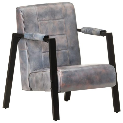 Fotelja od prave kozje kože 60 x 80 x 87 cm siva