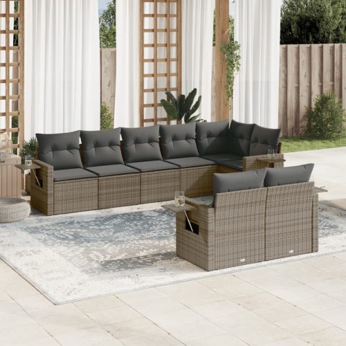 8-dijelni set vrtnih sofa od poliratana s jastucima sivi