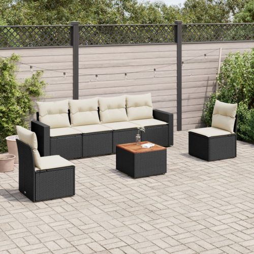 7-dijelni set vrtnih sofa od poliratana s jastucima crni