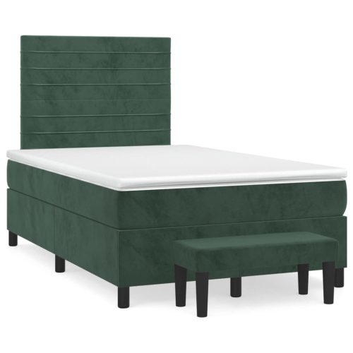 Krevet box spring s madracem tamnozeleni 120x190 cm baršunasti
