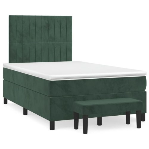 Krevet box spring s madracem tamnozeleni 120x190 cm baršunasti