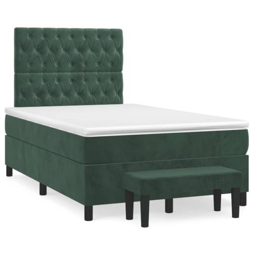 Krevet box spring s madracem tamnozeleni 120x190 cm baršunasti