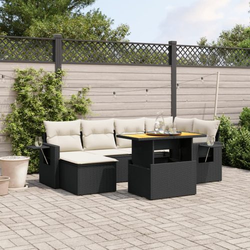 7-dijelni set vrtnih sofa od poliratana s jastucima crni