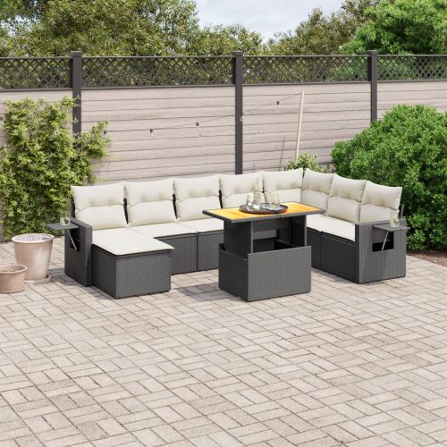 9-dijelni set vrtnih sofa s jastucima crni od poliratana
