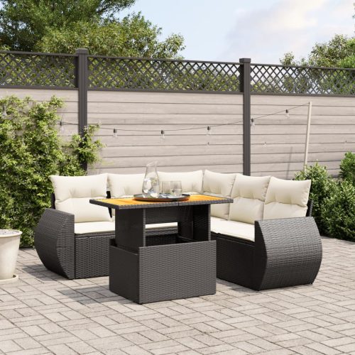 6-dijelni set vrtnih sofa s jastucima crni od poliratana