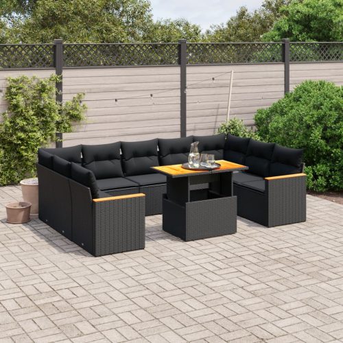 11-dijelni set vrtnih sofa od poliratana s jastucima crni