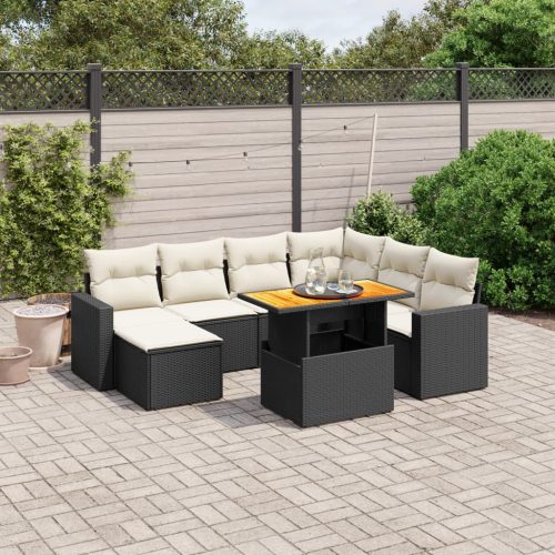 8-dijelni set vrtnih sofa od poliratana s jastucima crni