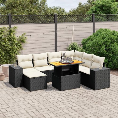 8-dijelni set vrtnih sofa od poliratana s jastucima crni