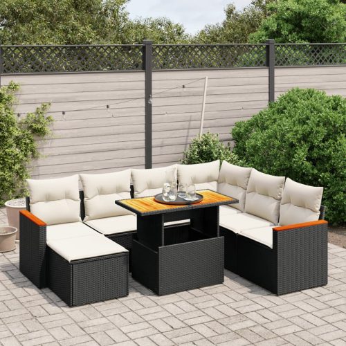 8-dijelni set vrtnih sofa od poliratana s jastucima crni
