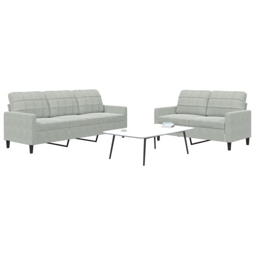 2-dijelni set sofa s jastucima svjetlosivi baršunasti